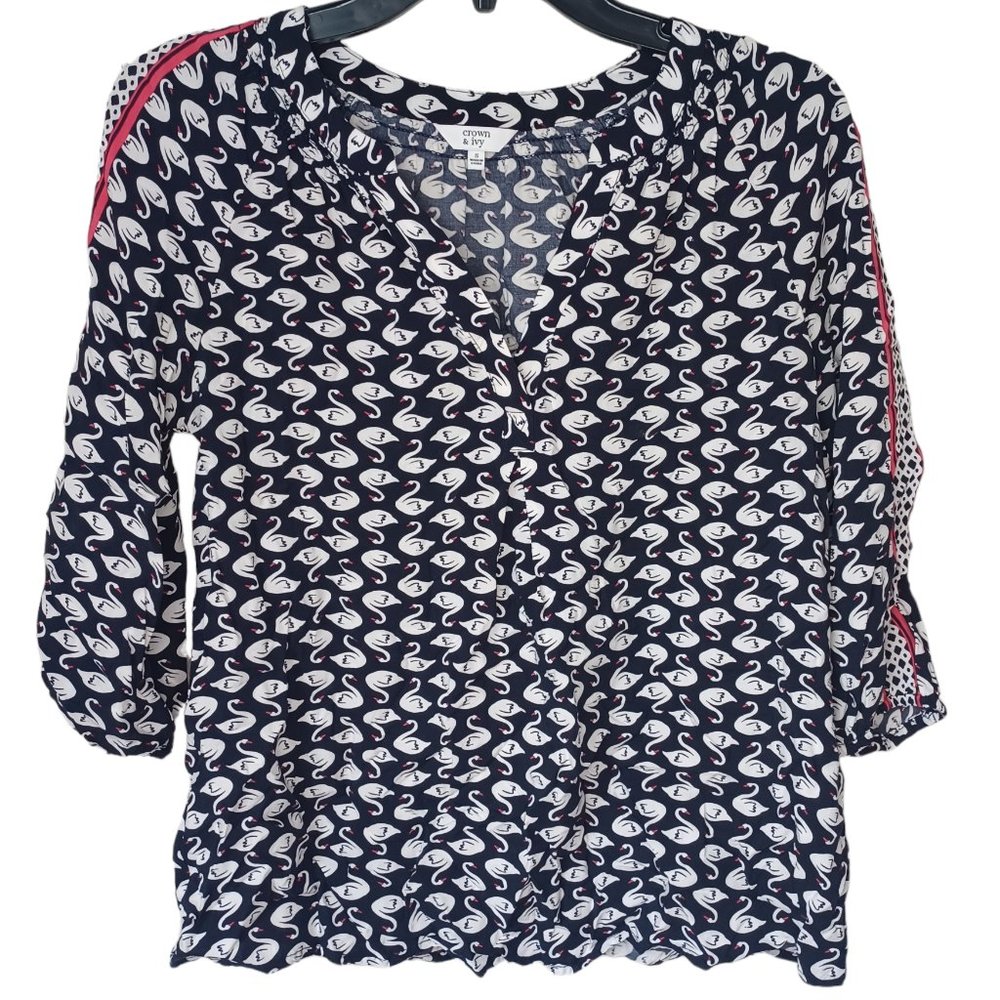 Crown & Ivy Swan Blouse Size Small
